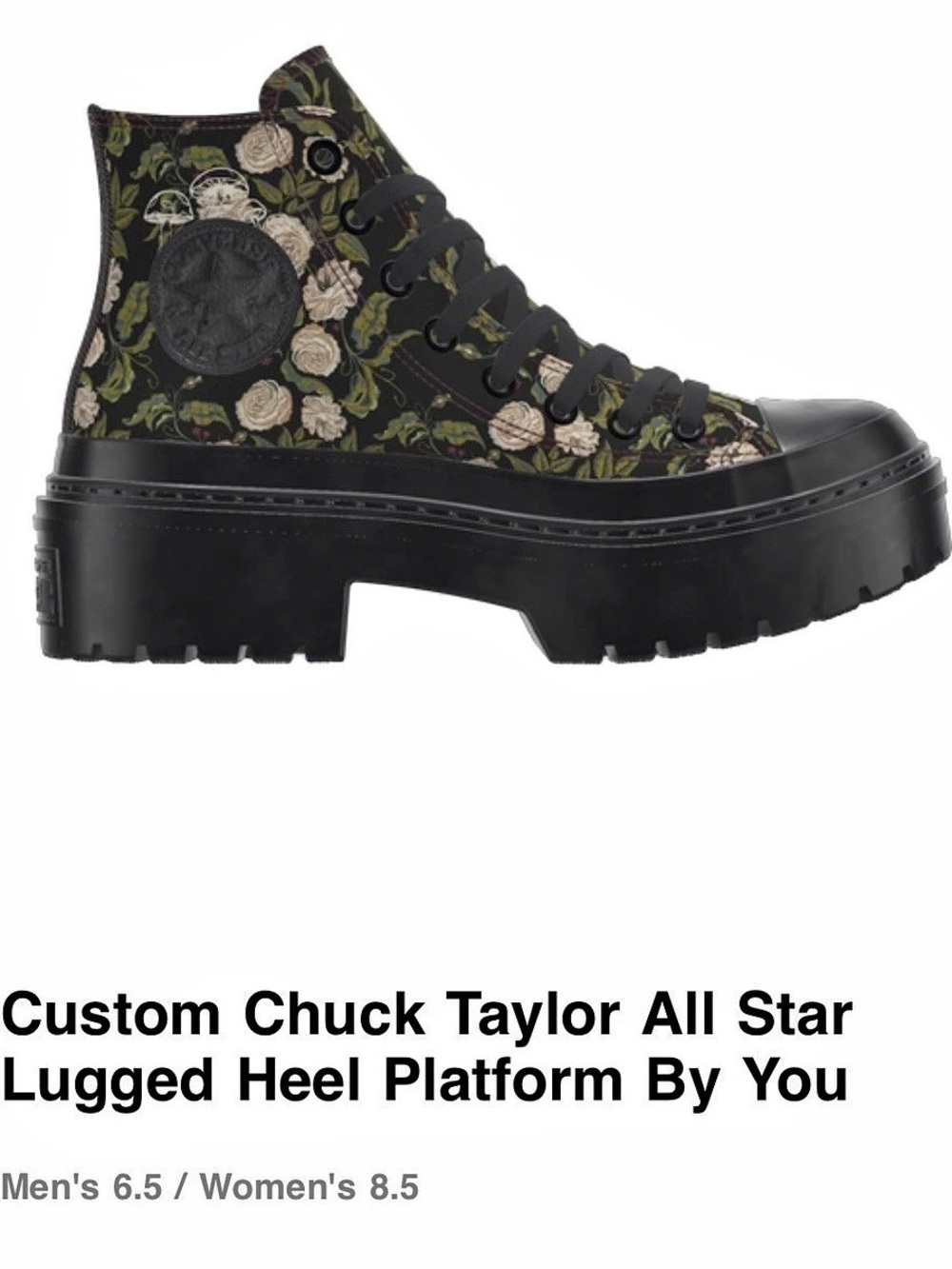 NWOT Converse CUSTOM Chuck Taylor All Star Mushroom Garden High-Top Floral Shoes